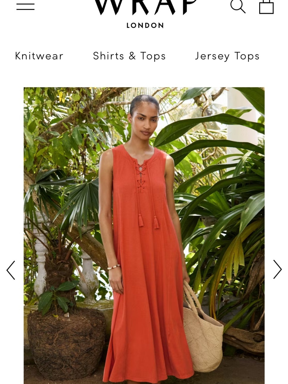 Wrap London Terracotta Sleeveless Maxi Dress with tie tassels 100% linen